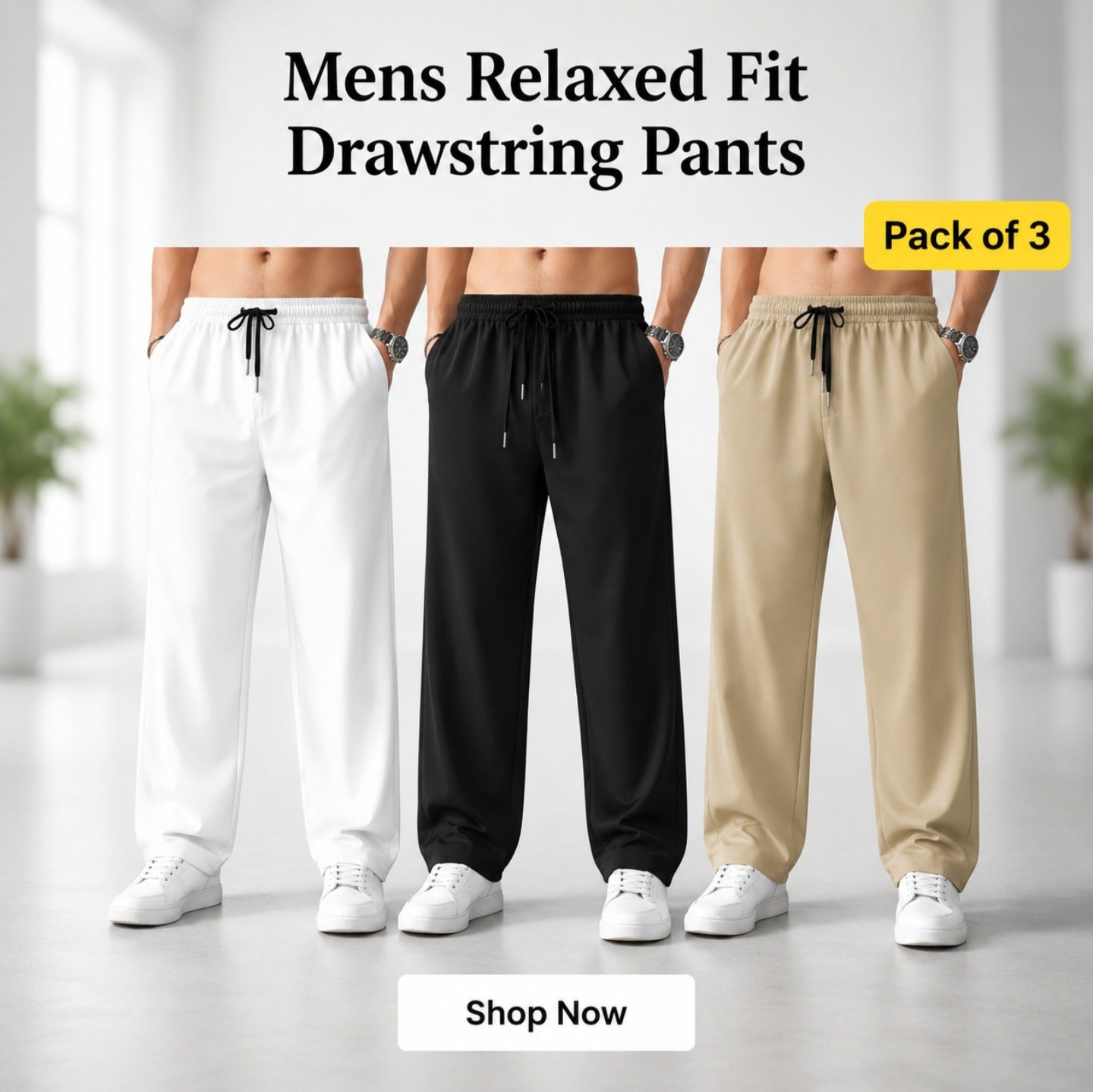 Premium Comfort Trousers Pack of 3 /- ⚪️|⚫️|🟤